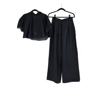 House Of Harlow 1960 Black 3-Piece Set W/ Button Detail & Elastic Waist Fit